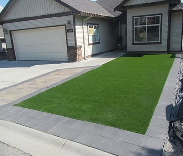 Synthetic grass in place and secured.