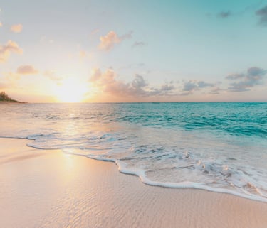a beach scene with a sunset over the ocean in taipu de fora beach