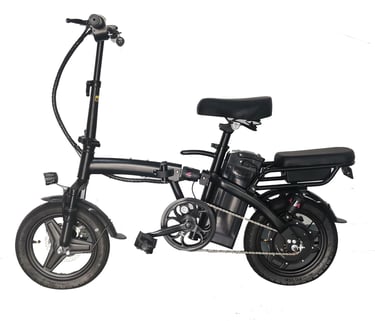 a black and white photo of a folding bike