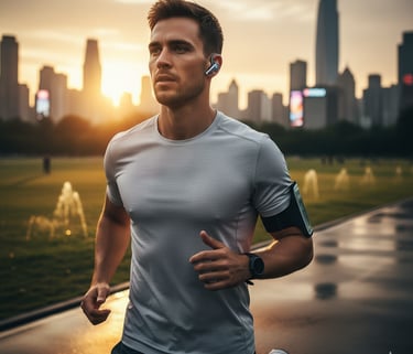 Um homem de camisa branca está correndo no parque