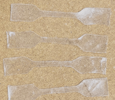 Dumbbell-shaped specimens obtained by thermal reprocessing