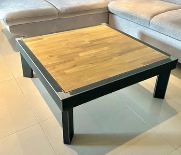 Table basse bois métal style industriel sur mesure