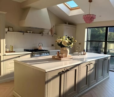 White quartz worktops finish fitted in a Prudhoe supplied fitted by RH Stone Surfaces