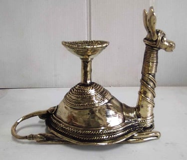 "Brass camel figurine featuring traditional tribal lamp holder design-for international trade"
