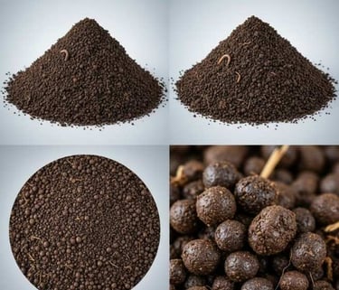 “Close-up texture view of nutrient-rich organic vermicompost granules”