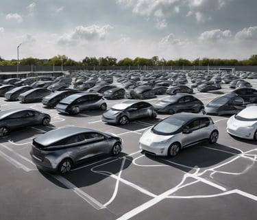 a parking lot with a lot of cars parked in it