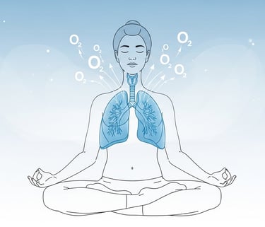 योगासन और स्वस्थ फेफड़ों का चित्रण – श्वसन स्वास्थ्य और इम्युनिटी बढ़ाने के लिए योग