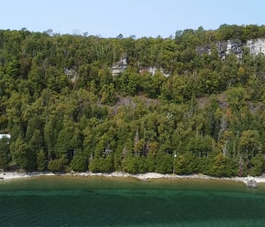 Drone footage of a cliff in Bruce County, taken while conducting a natural heritage evaluation.