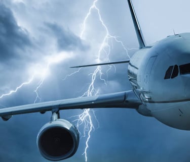 When overconfidence blinds leaders image showing a plane in a storm