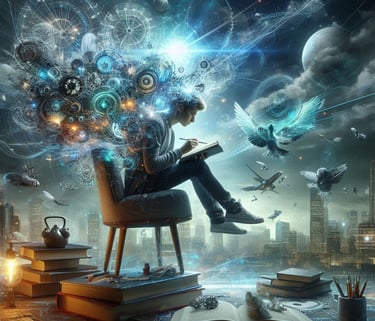 Joven imagina leyendo