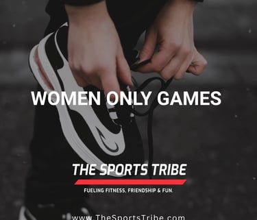 a person holding a pair of shoes with the words women only games