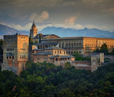 A panoramic view of the Alhambra, a historic Moorish palace