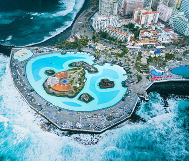Lago Martiánez seawater pools with ocean views in Tenerife