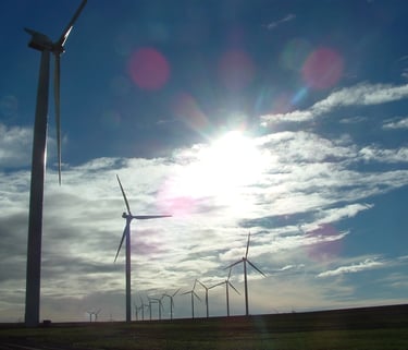 Wind turbines in the sun
