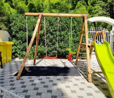 Children's playground with swing set and slide, Easy Living Holiday Home, Lokva Rogoznica