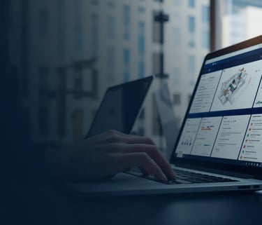 a person using a laptop computer and a laptop