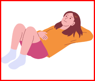 a woman laying down with an orange jumper