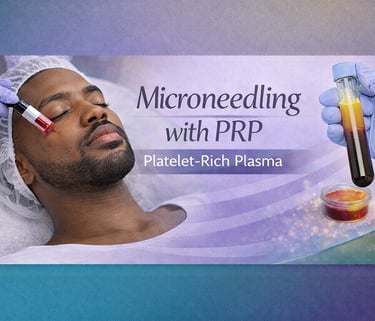 Man receiving microneedling with PRP (platelet-rich plasma) treatment for skin rejuvenation