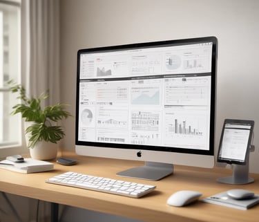 A small clinic’s welcoming reception area with a computer displaying their new website.