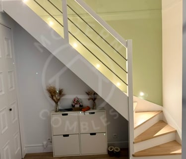 Escalier 1/4 tournant bas bois et métal