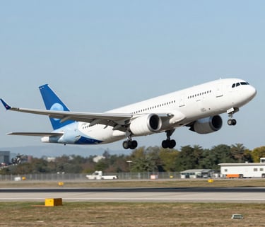 A sleek airplane soaring above clouds during sunset.