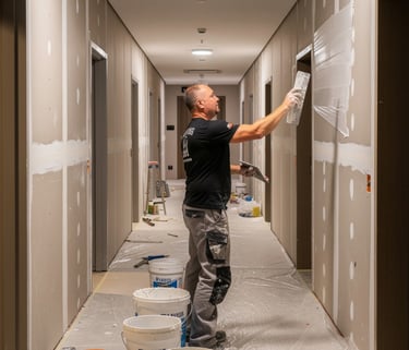 Professional Taper Jointer tool applying joint compound to drywall.