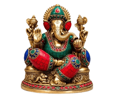 Handcrafted brass Ganesha statue Hindu god Ganpati idol