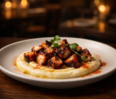 Detalle de plato gourmet en Casa Áurea