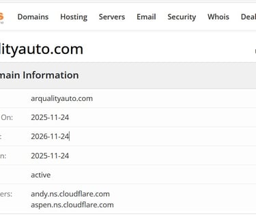 arqualityauto.com - recently created domain