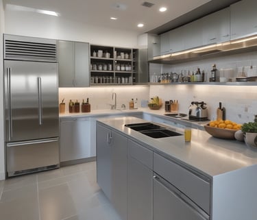 A neatly arranged home interior with stylish furniture and decor.