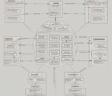 A network diagram showing complex relationships between different data concepts.