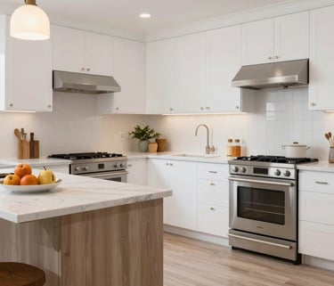 A friendly Casanova team member discussing remodeling plans with a homeowner over blueprints.