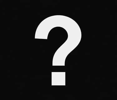 white question mark on black background