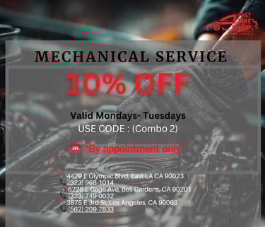 Mechanical service discount in Los Angeles at Fast Tire Shop, offering 10 percent off auto repair 