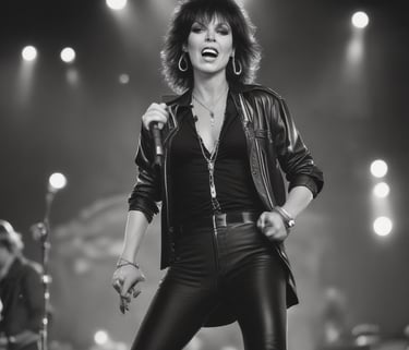 A nostalgic collage of 1980s female rock legends, showcasing their influence on music.