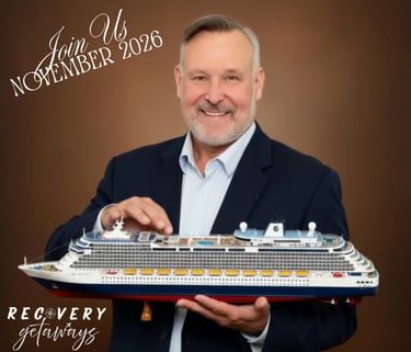 gary k holding a cruise ship in his hands