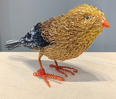 MRS G. FINCH - pine and plated wire by Guy Cranston