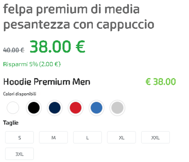 prezzo felpa cappuccio premium