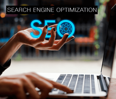 a person holding SEO with search engine optimization displayed