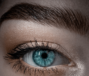 close up of eye with a beautifully laminated brow