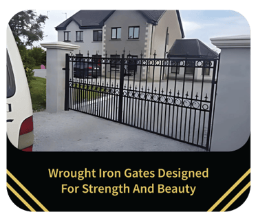 Wrought iron gates designed for strength and beauty.