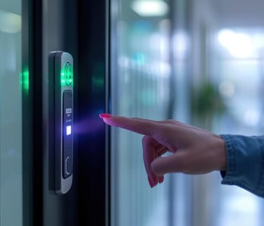 TechAid touch lock system going to touch by a woman finger