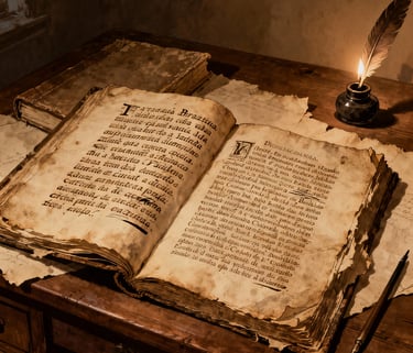 a book with a candle and a candle on a table