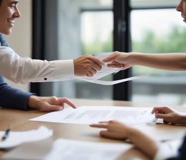 two people shaking hands over a wooden table