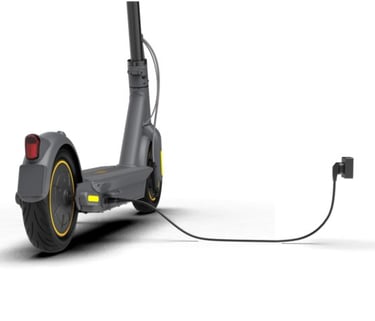 a scooter with a plugged in the middle of it