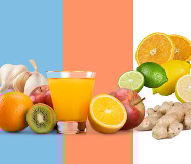 frutas citricas, gengibre e alho para ajudar o sistema imunologico