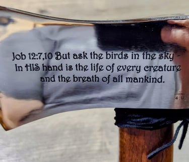 Bible verse on ax head
