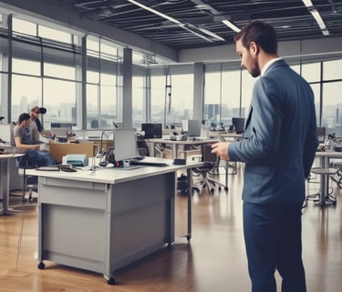Close-up of hands exchanging industrial parts and documents.
