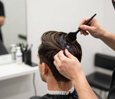 mann färbt seine Haare beim Friseursalon Cutlab Erlangen