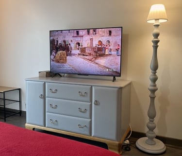 La chambre studio des Gardannes à Etaux est équipée d'une smart TV avec accès à Canal +, Netflix.